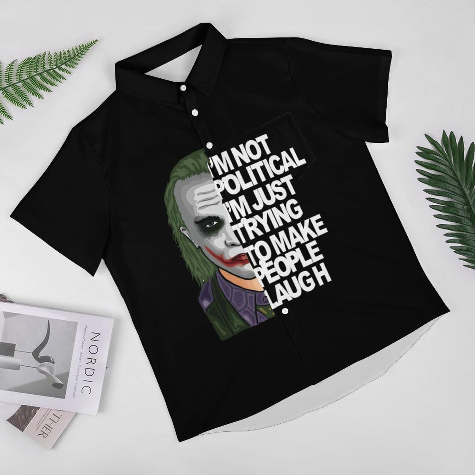 ジョーカー プリント 半袖シャツ Lサイズ joker シャツ 「JOKER」総柄プリント オーバーサイズオープン